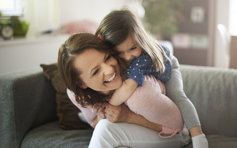 happy mother and daughter